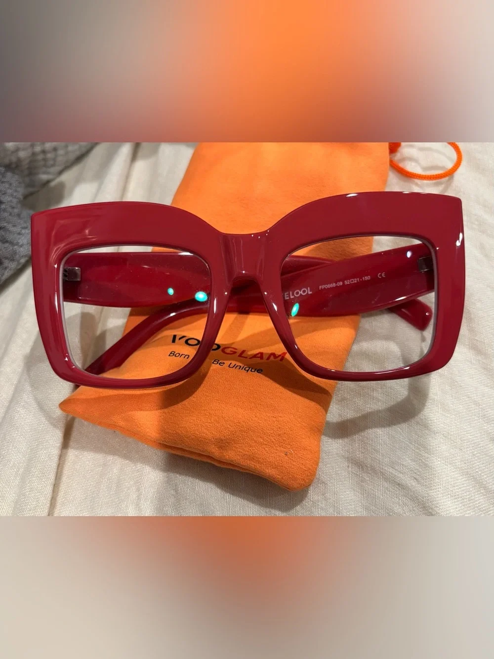 ZEELOOL Alberta Red Oversized Cat Eye Glasses FP0668-09 Wide